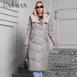 GASMAN 2024 Naiste talvejope mood pikk Big pocket Coat naiste br&auml;ndi kvaliteetne parka tuulekindlad soojad sulejoped 83510 M beež