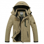 Tormijakk Paar V&auml;ljas Kapuutsiga Suur Suurus Pluss Fliis Paks Tuulekindel Soe Puuvillapolsterdatud Jakk XL khaki