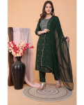 Naiste disainer Kurta Pant Dupatta komplekt India Bollywoodi top-tuunika Kurti Salwari &uuml;likonnakleit S roheline
