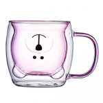 Uus 280 ml Cute Bear Kahekihiline kohvikruus Topeltklaasist Tass Multifilm Looma Piima Klaas Daami Kassi Pardi Karu Tass J&otilde;ulukingitus 201-300ml