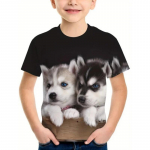 2024 Retro Dog 3D Print Casual Lasteriiete Top T-s&auml;rk Moodne T-s&auml;rk Loomade Laste Poiste riided L&uuml;hikeste varrukatega 100CM