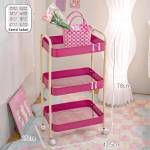 3 kihiline kodu Kontrastv&auml;rviline k&auml;ru hoiuriiul Mitmekihiline teisaldatav k&auml;ru Kosmeetika Suupistete hoiustamisriiul Vannitoa mobiilne riiul roosa punane v&auml;rv