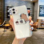 Armas naljakas Capybara telefoni&uuml;mbris iPhone'ile 15 16 11 12 13 14 Pro Max Mini X XR XS 7 8 Plus l&auml;bipaistev paarispaar coques For iPhone 15ProMax varre v&auml;rv