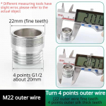 16 18 20 22 24mm G3/4 G1/2 kuni M22 pistikud k&ouml;&ouml;giaeraatori mullitaja veepuhasti adapteri kraani pikendamise pikkusega adapterid