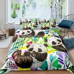 3D Panda tekikott Queen-suurus Armas Panda tekikate bambusest voodipesukomplekt Tekikate lastele Poistele T&uuml;drukutele Teismelistele 3 osa EU single(135x200cm)