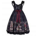 Gooti stiilis tume lolita kleit varrukateta temperamendiga pael volangidega halterkleidid XL
