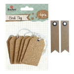 6 &eacute;tiquettes li&egrave;ge avec ficelles + 20 &eacute;tiquettes kraft Fanion