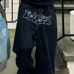 T&auml;navastiilis Retro Hip Hop Kaitse Prindiga Džinsid Trendikas Mood Must K&otilde;rge V&ouml;&ouml;kohaga Džinsid Y2k Meeste &Uuml;lisuured Uued Baggy Vabaaja Laiade S&auml;&auml;rtega P&uuml;ksid XXL sinine