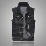 Meeste Korea stiilis Slim Fit helesinine rebenenud teksavest L must