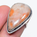 Sunstone Handmade 925 Sterling Silver Jewelry Ring Size 6.5 d3e29