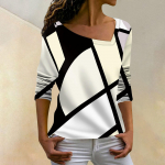 Naiste mood vabaaja kaldus kraega kapuuts Ebaregulaarse triibulise pikkade varrukatega T-s&auml;rgi topp L beež