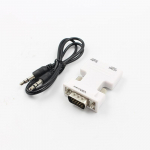 HDMI emas-VGA-meeste konverter koos heliadapteri toega 1080P signaaliv&auml;ljundiga valge