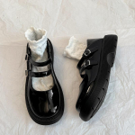 Mustad prantsuse retro &uuml;mara ninaga platvormiga v&auml;ikesed nahkkingad naistele 2025 uus suvine seelik madala s&auml;&auml;rega Mary Jane &uuml;hekordne king 34 beež