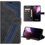 Coque pour iphone 16 pro, protection souple antichoc cuir pu - noir - bleu marine