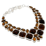 Smoky Topaz Handmade 925 Sterling Silver Jewelry Necklace 18 r6n88