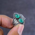 Green Onyx Handmade 925 Sterling Silver Jewelry Ring Size 8 Gift For Her z4l07