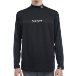 Golf Harjatud FJ Reljeefse Tr&uuml;kiga Pikkade Varrukatega Mock Neck S&auml;rk Must [Footjoy] Meeste must