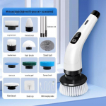 9-in-1 elektriline vannitoa puhastushari kahepikkusega k&auml;epidemetega Electric Cleaning Brush