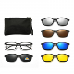 Magnetiga klamber Ruudukujulised l&uuml;hin&auml;gelikkuse p&auml;ikeseprillid Mehed Naised 5 pealekinnitatava p&auml;ikeseprilliga Polariseeritud retseptiga prillid 0 -0.5 -0.75 kuni -6.0 Custom Prescription