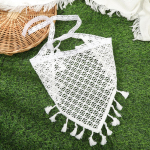 AWAYTR Suvine valge kootud lillelise pitsiga juuksesall-wrap naistele retro kolmnurkne peapael m&uuml;ts reisimiseks foto jaoks peav&otilde;ru juukseaksessuaarid