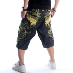 RogueWave Suvised Suured Suurused Laiad Puusad Hip-Hop Mustad Denim L&uuml;hikesed P&uuml;ksid Meestele Rula Swag L&otilde;dvad Meeste Denim P&uuml;ksid 30