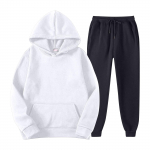 Meeste kapuutsiga spordidress, Unisex, kaheosalised jooksuriided, pikkade varrukatega pulloverid, pusad ja dressip&uuml;ksid XXL valge