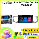 TOYOUSONIC 2 Din Android13 TOYOTA Corolla 2004-2006 jaoks Auto raadio Multimeediapleier GPS Navigatsioon Autoradio Carplay Pea&uuml;ksus 4-core-2GB+64GB black