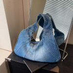Vintage Denim Naiste Totes Br&auml;nd Mood Vabaaja &Otilde;lakott Suure Mahutavusega Naissoost Ostja Hobo Kaenlaalune Kott 40x8x21cm must
