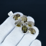 Suitsukvartsist Gemstone Ripats 925 Sterling H&otilde;be - K&auml;sitsi valmistatud Disain, Igap&auml;evane Kandmise Ehted, Unikaalne Suitsukvarts Ripats Kingitus Emale 2.5" pruun