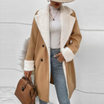 Naiste talvemantel fliisvoodriga kaisumantel Shearling mantel pikk jakk, soe XXL khaki