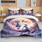 10 suurust Pokemon Mewtwo tr&uuml;kiga voodipesukomplekt multikas anime tekikott tekk padjap&uuml;&uuml;r poisid t&uuml;drukud lapsed t&auml;iskasvanud king suurus kingitus 155x215cm 3pcs