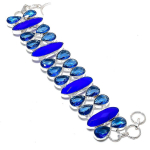 Sapphire(Simulated) Topaz 925 Sterling Silver Bracelet 7-8 a5j70