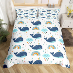 Sinine merivaala tekikott King T&auml;ismultika Ookeaniloomade Laste voodipesukomplekt Coastal Beach Toodikate Ocean Waves tekikate EU single(135x200cm)