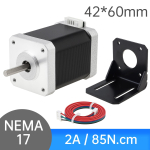 Nema 17 Samm-mootor 60mm 2A 85Ncm P&ouml;&ouml;rdemoment 1,8 Kraadi 4-juhtmeline Bipolaarne Tugevdatud CNC 3D-printeri Uuendus Sisaldab Kaablihoidikut 42*60mm/2A/85N.CM