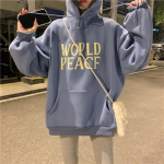 Naiste pikkade varrukatega kapuutsiga O kaelusega lahtised pulloverid Naiste topid &uuml;hev&auml;rvilised dressipluusid XXL sinine