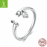 Kassipoeg Avatud S&otilde;rmus Naistele Ei Pleeki Ni&scaron;idisain S925 Sterlingh&otilde;be Loomas&otilde;rmus one size fits all