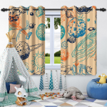 2 tk Kuu T&auml;hed Akna Kardinad Laste Magamistuba Kodu Elutuba Kaunistus Pimendav Kardin Soojusisolatsioon M&uuml;rasummutus 50x160cm 2pcs