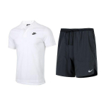 Nike Polo L&uuml;hikeste Varrukatega T-s&auml;rk Ja Viiepunktilised L&uuml;hikesed P&uuml;ksid Vabaaja Spordikomplekt Meeste Komplektid CJ4457-100+DM4742-010 M