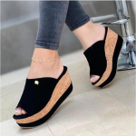 Kiilusussid Naiste kingad Suvised Peep Toe Mood Platvorm Sussid &Otilde;ues Vabaaja pl&auml;tud Sandalias De Mujer 40 must