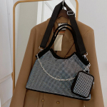 Uus S&auml;rav Rhinestone Naiste Suure Mahutavusega Ostukott Moekas &Otilde;htus&ouml;&ouml;gikott Kaenlaalune &Otilde;lakott Pendelr&auml;nduri K&auml;ekott 43x10x30cm