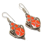 Natural Red Coral Gemstone Handmade Jewelry Earring 2.17 c4p24