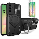Coque - BOOLING - pour Samsung Galaxy A56 - Anneau Support -Noir - 2 Verres Tremp&eacute;s must