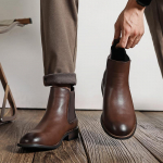 Meeste Chelsea saapad Klassikalised k&auml;sit&ouml;&ouml;na valmistatud nahast saapad &Auml;ri- ja pidulikud saapad Meeste vabaaja pahkluusaapad Briti stiilis Meeste l&uuml;hikesed saapad 38