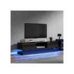 TV-alus - MUVOE - 160 cm - L&auml;ikiv must - LED-valgustus - 2 sahtlit - Rakenduse juhtimine
