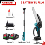 ONEVAN Harjadeta Elektriline Teleskoopvars Kettsaag K&otilde;rgete Oksade Saag &Otilde;litaja Aiat&ouml;&ouml;riist L&otilde;ikur Pruning J&otilde;ut&ouml;&ouml;riist 2 Battery EU Plug