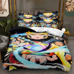 Naruto Uzumaki muster Voodipesukomplekt Anime tr&uuml;kitud Pol&uuml;ester Padjap&uuml;&uuml;r Tekikate Komplekt 3-osaline Laste T&auml;iskasvanu Kattekomplekt Kahekohaline &Uuml;hekohaline King EU Twin 135x200cm