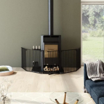 Barri&egrave;re pare-feu de chemin&eacute;e ou po&ecirc;le &agrave; bois 6 pans - 360 cm - Noir - NORDLINGER PRO must