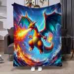 Charizard Pokemon Tulelohe Anime Flanellitekk Kohev Lastele T&auml;iskasvanutele Diivanile Pl&uuml;&uuml;sist Voodikate Tekk L&otilde;unatekki Diivanivoodile 30x40in blue