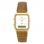 Casio Vintage Analoog-Digitaalne Nahkrihm Kuldne Tihvarts AQ-230EGL-9A Unisex K&auml;ekell kuld