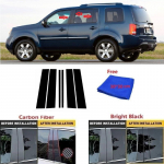 For Honda Pilot 2009-2015 s&uuml;sinikkiust must auto akna ukse sammas BC samba posti katte trimmi peegli efektiga arvuti Bright Black
